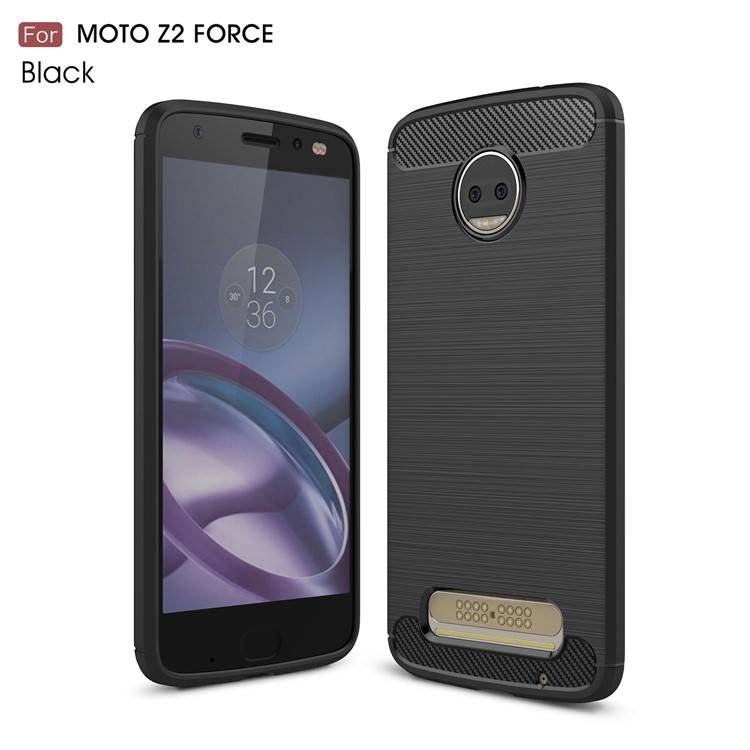 Carbon Fiber Texture Brushed TPU Mobile Phone Case for Motorola Moto Z2 Force - Black-1