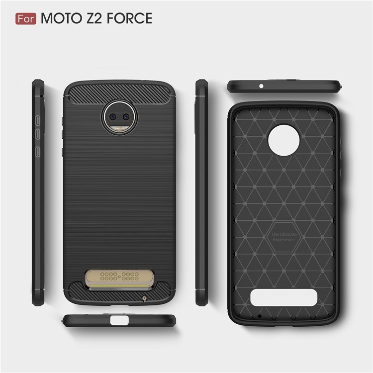 Carbon Fiber Texture Brushed TPU Mobile Phone Case for Motorola Moto Z2 Force - Black-10