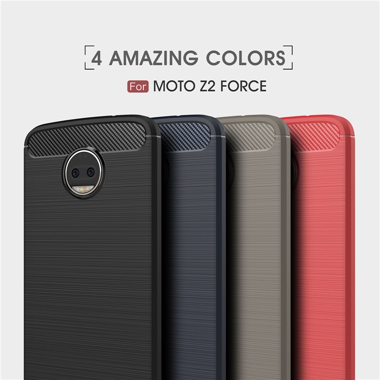 Carbon Fiber Texture Brushed TPU Mobile Phone Case for Motorola Moto Z2 Force - Black-11