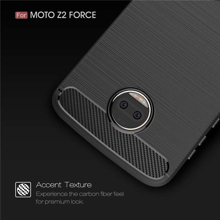 Carbon Fiber Texture Brushed TPU Mobile Phone Case for Motorola Moto Z2 Force - Black-5