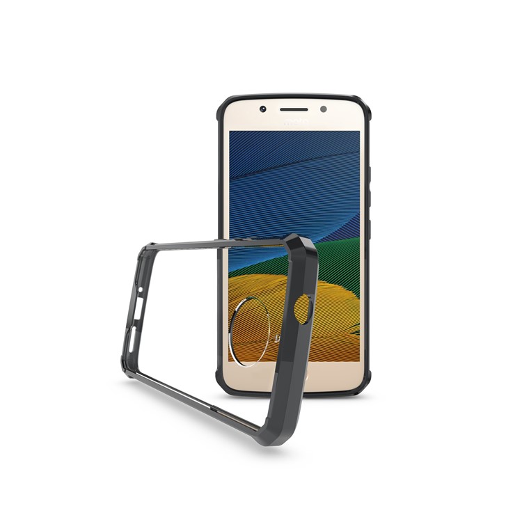 For Motorola Moto G5S Clear Acrylic + Soft TPU Hybrid Phone Case - Black-10