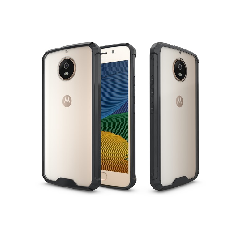 For Motorola Moto G5S Clear Acrylic + Soft TPU Hybrid Phone Case - Black-11
