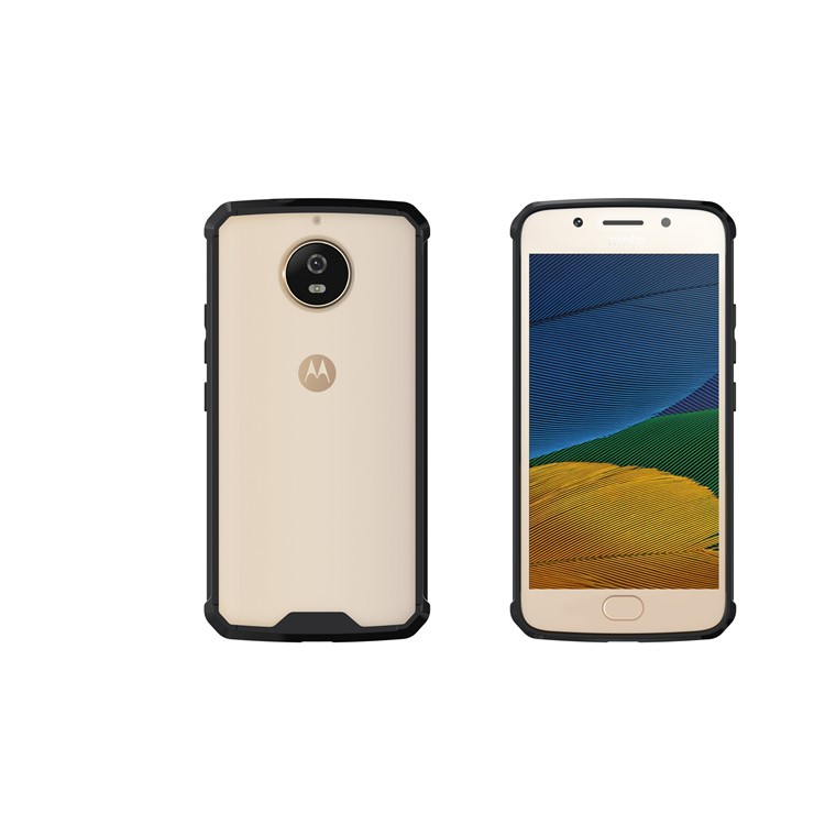For Motorola Moto G5S Clear Acrylic + Soft TPU Hybrid Phone Case - Black-12