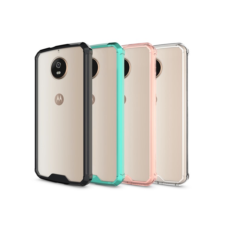 For Motorola Moto G5S Clear Acrylic + Soft TPU Hybrid Phone Case - Black-13