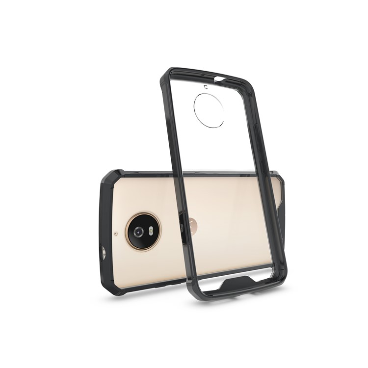 For Motorola Moto G5S Clear Acrylic + Soft TPU Hybrid Phone Case - Black-2