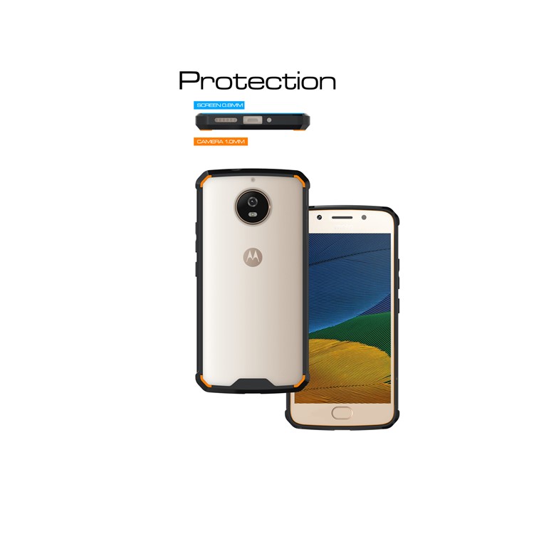 For Motorola Moto G5S Clear Acrylic + Soft TPU Hybrid Phone Case - Black-3