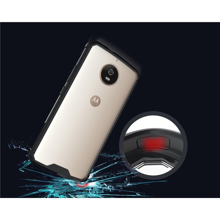 For Motorola Moto G5S Clear Acrylic + Soft TPU Hybrid Phone Case - Black-4