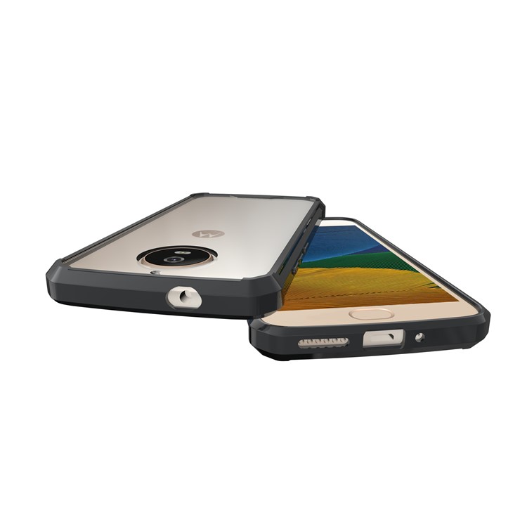 For Motorola Moto G5S Clear Acrylic + Soft TPU Hybrid Phone Case - Black-7