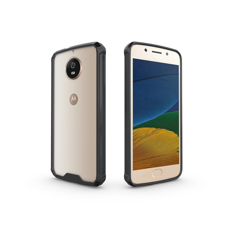 For Motorola Moto G5S Clear Acrylic + Soft TPU Hybrid Phone Case - Black-8