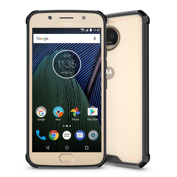 Clear Acrylic + Soft TPU Cell Phone Case for Motorola Moto G5S Plus - Black-1