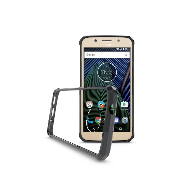 Clear Acrylic + Soft TPU Cell Phone Case for Motorola Moto G5S Plus - Black-10