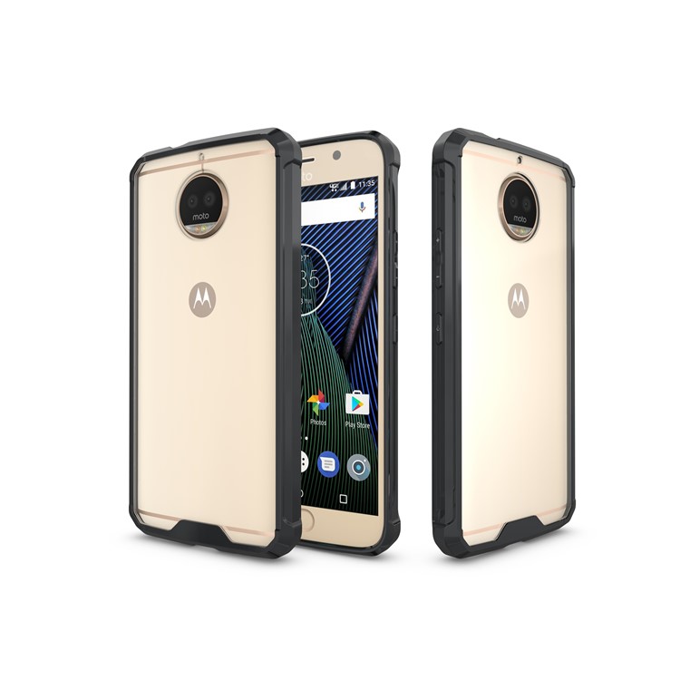 Clear Acrylic + Soft TPU Cell Phone Case for Motorola Moto G5S Plus - Black-11