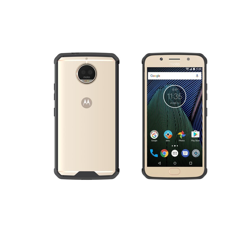 Clear Acrylic + Soft TPU Cell Phone Case for Motorola Moto G5S Plus - Black-12