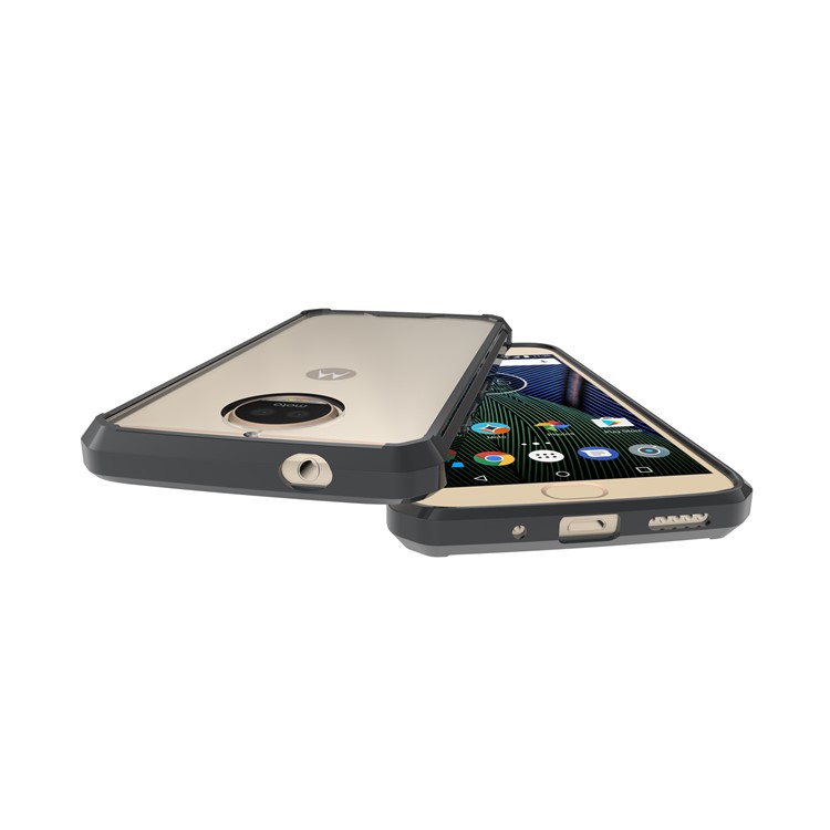 Clear Acrylic + Soft TPU Cell Phone Case for Motorola Moto G5S Plus - Black-7