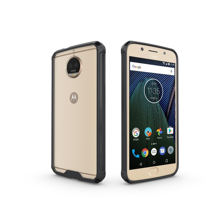 Clear Acrylic + Soft TPU Cell Phone Case for Motorola Moto G5S Plus - Black-8