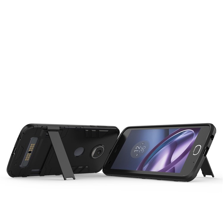 Cool Guard Plastic TPU Hybrid Cover with Kickstand for Motorola Moto Z2 Play - Black-5