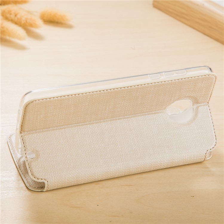 VILI DMX for Motorola Moto Z2 Play Style Cross Texture Card Holder Leather Case - Gold-4