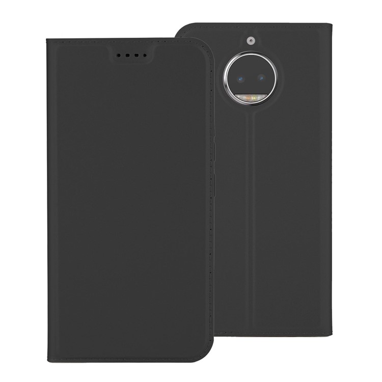Card Holder Flip PU Leather Stand Case Cover for Motorola Moto G5S Plus - Black-1