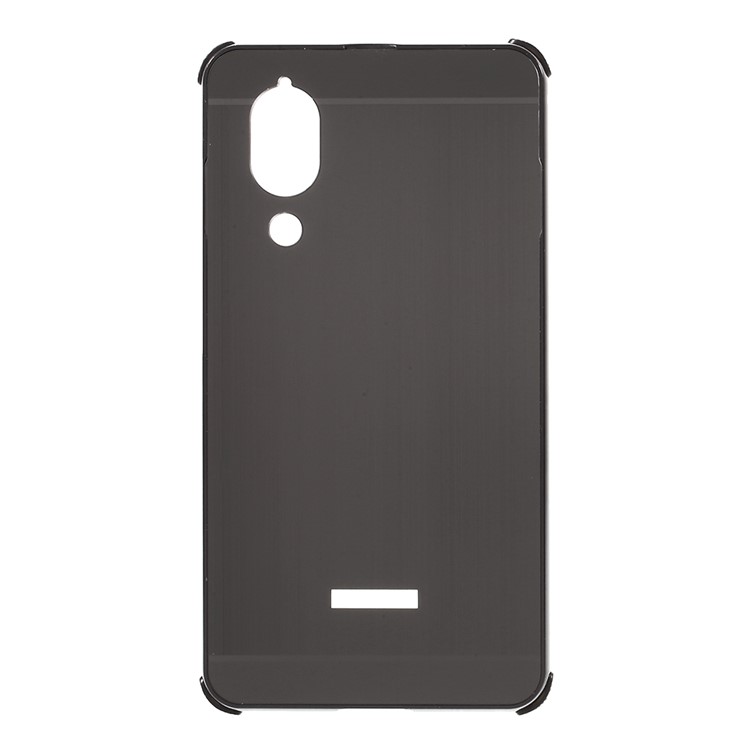 Metal Frame + Brushed PC Back Protector Case for Sharp Aquos S2 - Black-1