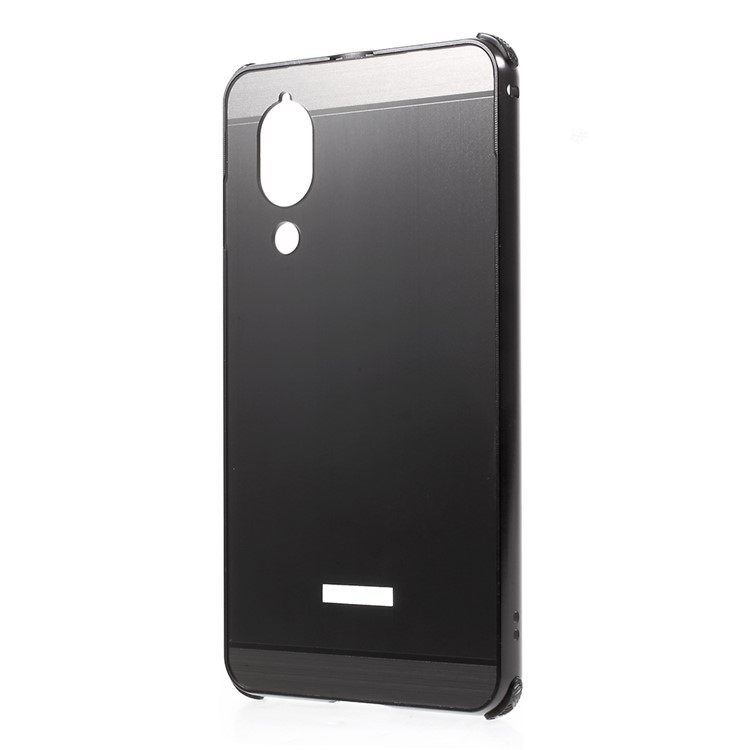 Metal Frame + Brushed PC Back Protector Case for Sharp Aquos S2 - Black-2