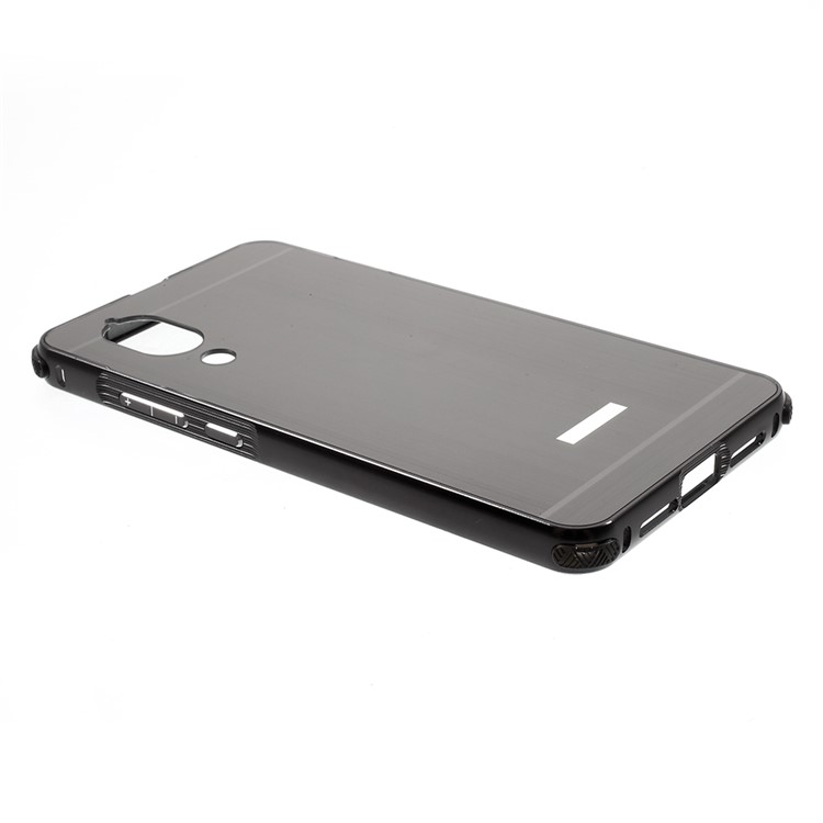 Metal Frame + Brushed PC Back Protector Case for Sharp Aquos S2 - Black-4