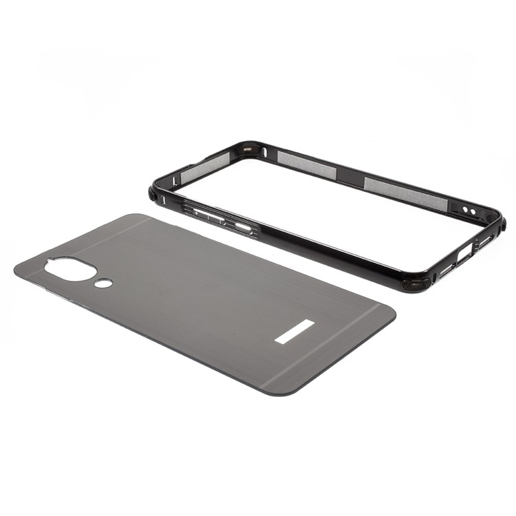Metal Frame + Brushed PC Back Protector Case for Sharp Aquos S2 - Black-5