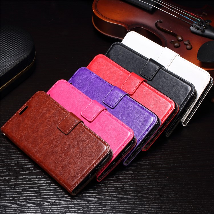 Crazy Horse Wallet Leather Stand Case for Motorola Moto G5S - Black-4