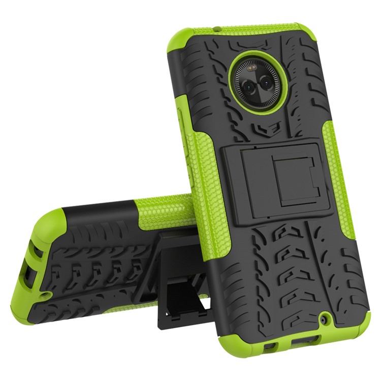 Tyre Pattern Kickstand PC + TPU Phone Cover for Motorola Moto X4 - Green-2