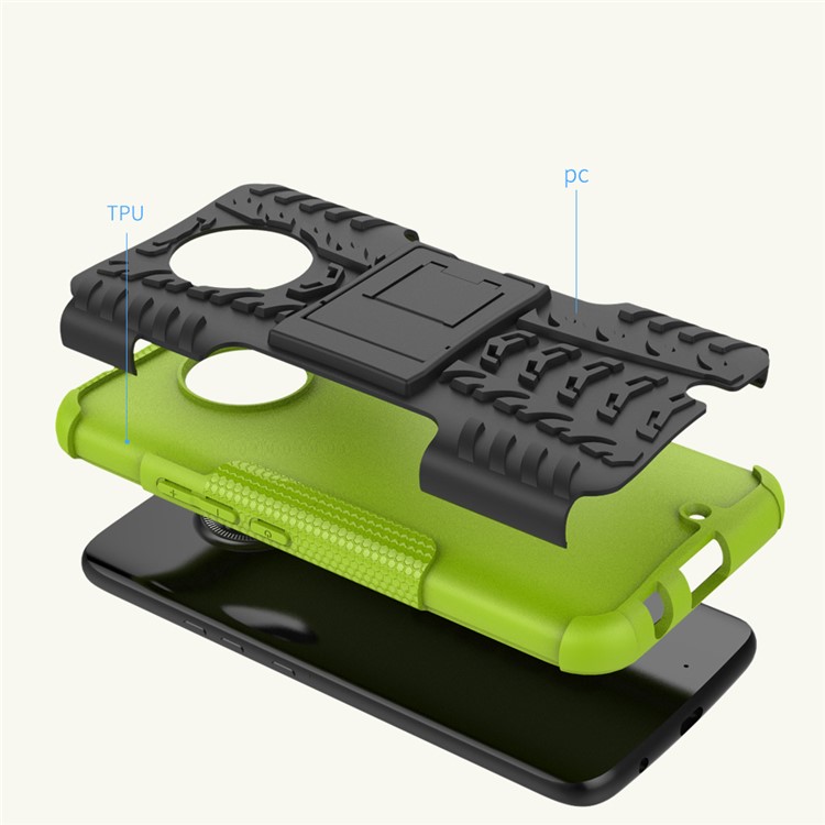 Tyre Pattern Kickstand PC + TPU Phone Cover for Motorola Moto X4 - Green-3