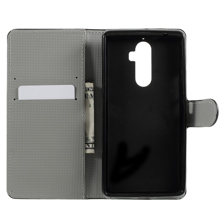 Printing Pattern Wallet Leather Case with Stand for Lenovo K8 Note - Blue Butterfly-6