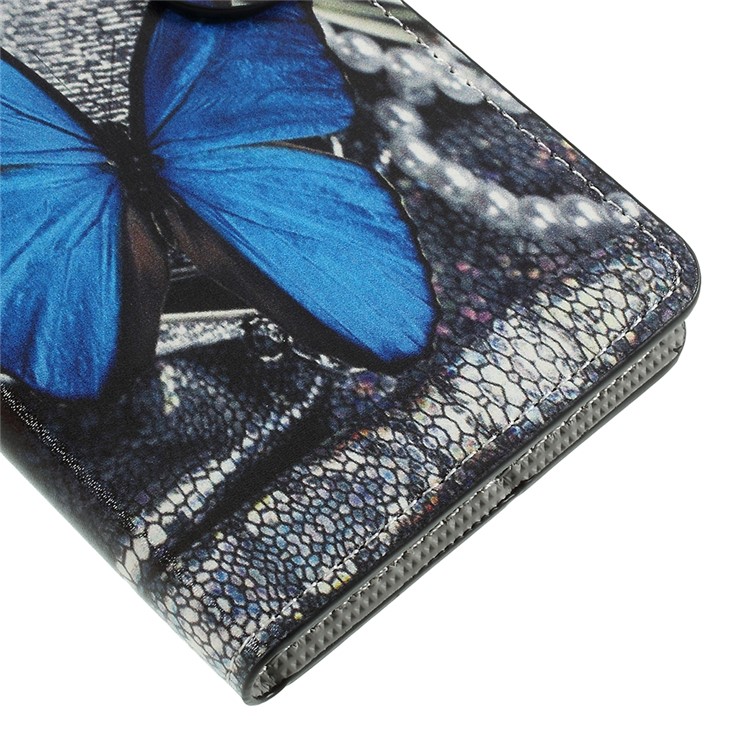 Printing Pattern Wallet Leather Case with Stand for Lenovo K8 Note - Blue Butterfly-7