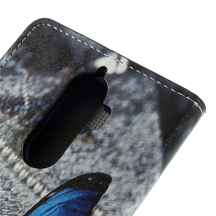 Printing Pattern Wallet Leather Case with Stand for Lenovo K8 Note - Blue Butterfly-8