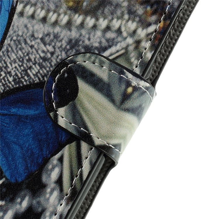 Printing Pattern Wallet Leather Case with Stand for Lenovo K8 Note - Blue Butterfly-9