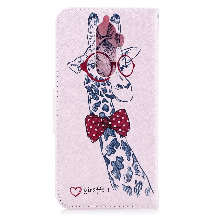 Pattern Printing PU Leather Wallet Stand Phone Case for Lenovo K8 Note - Giraffe Wearing Glasses-3