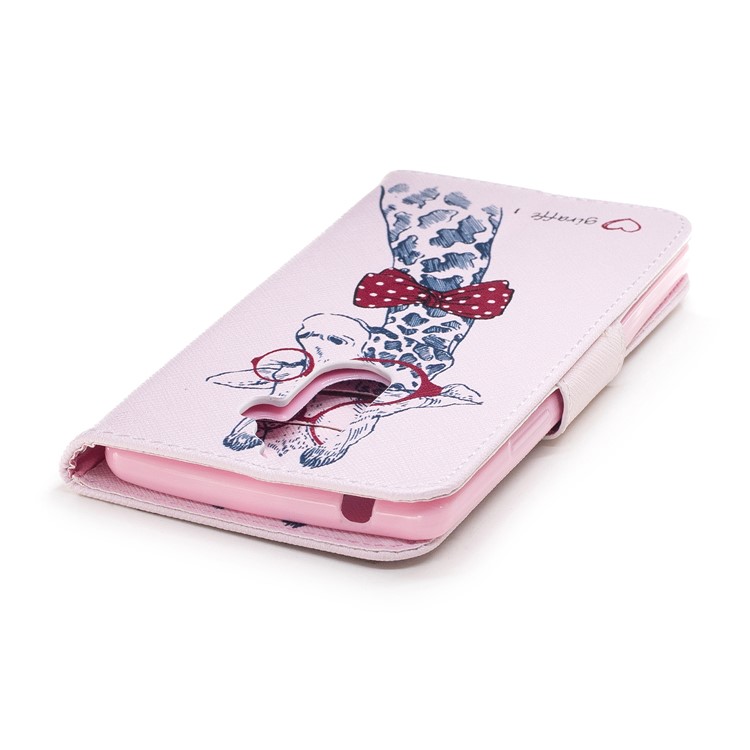 Pattern Printing PU Leather Wallet Stand Phone Case for Lenovo K8 Note - Giraffe Wearing Glasses-7