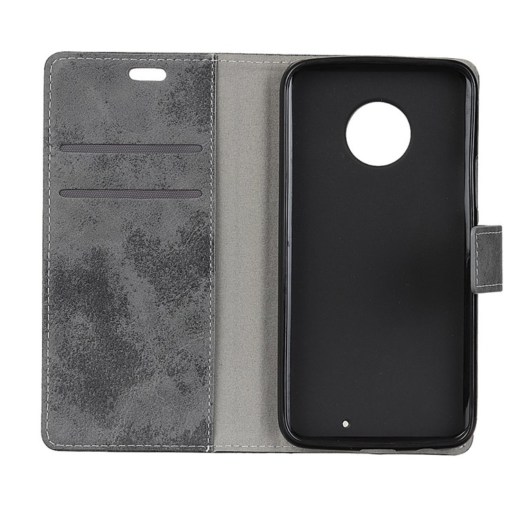 Vintage Style Wallet Stand Leather Mobile Case for Motorola Motorola Moto X4 - Grey-4