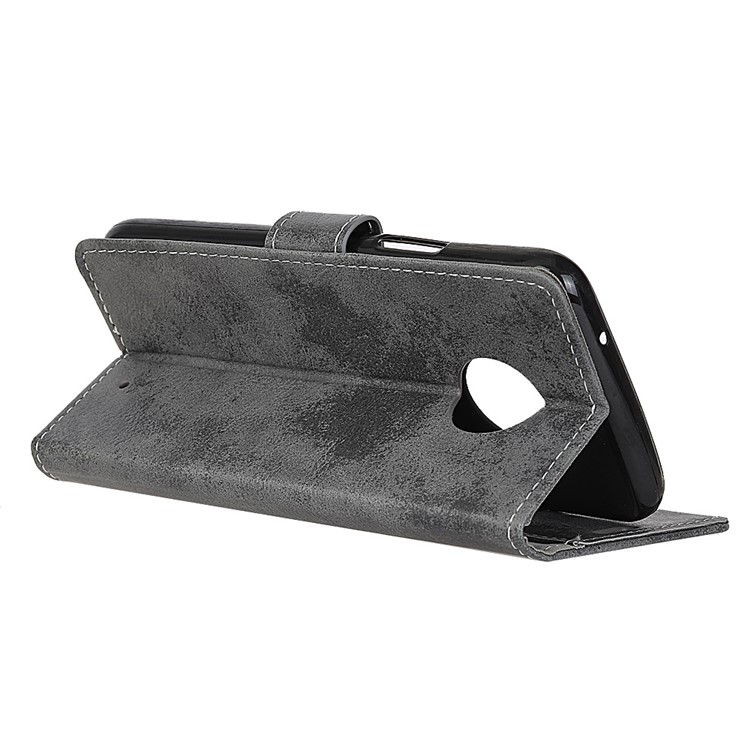 Vintage Style Wallet Stand Leather Mobile Case for Motorola Motorola Moto X4 - Grey-5