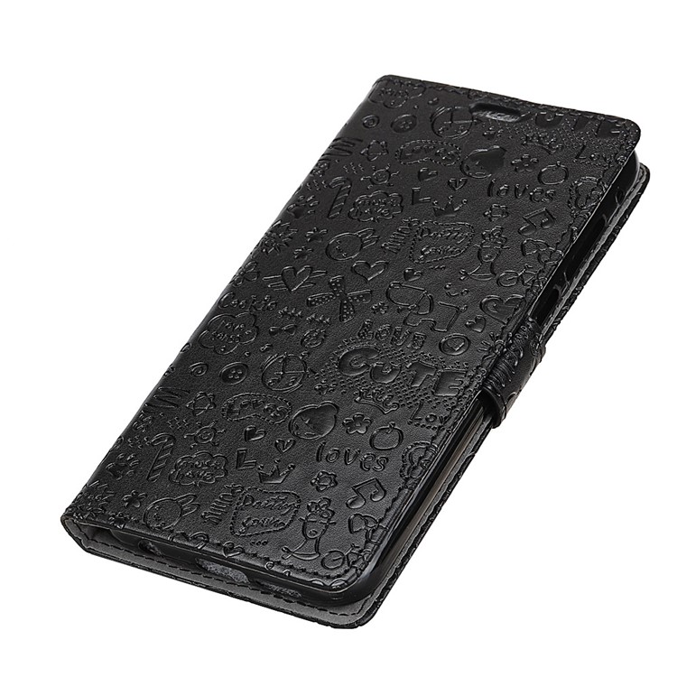 Cartoon Graffiti Wallet Leather Stand Casing for Motorola Moto X4 - Black-3