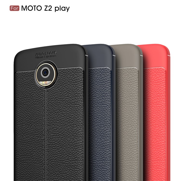 For Motorola Moto Z2 Play Litchi Grain Featherweight Soft TPU Phone Back Cellphone Cover - Dark Blue-3