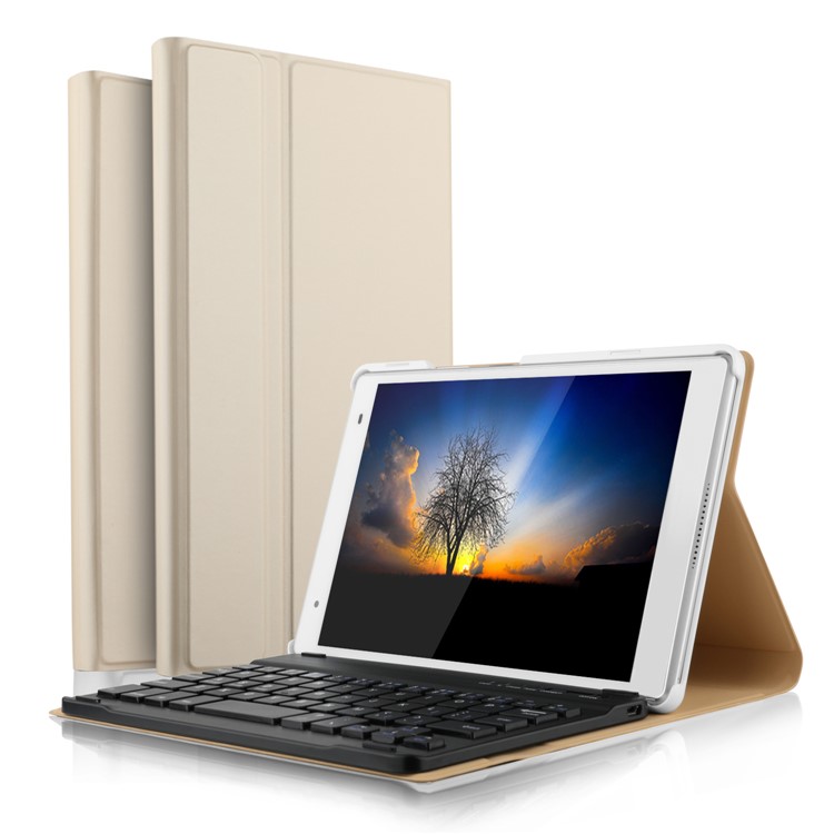 

Ultra-thin PU Leather Bluetooth Keyboard Cover with Stand for Lenovo Tab 4 8 Plus - Gold Color