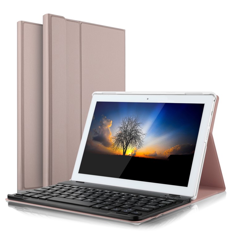 

Detachable Bluetooth Keyboard Leather Stand Cover for Lenovo Tab 4 10 - Rose Gold Color
