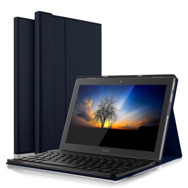 

Ultra-thin PU Leather Bluetooth Keyboard Stand Case Shell for Lenovo Tab 4 10 Plus - Dark Blue