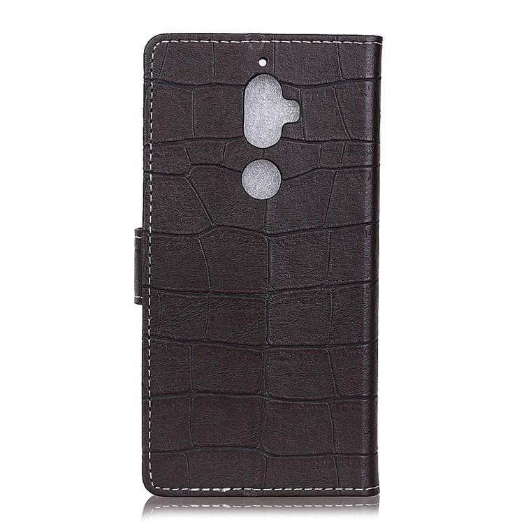 Retro Crocodile Texture PU Leather Wallet Phone Protection Casing with Stand for Lenovo K8 Plus - Black-2