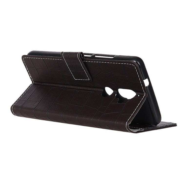 Retro Crocodile Texture PU Leather Wallet Phone Protection Casing with Stand for Lenovo K8 Plus - Black-4
