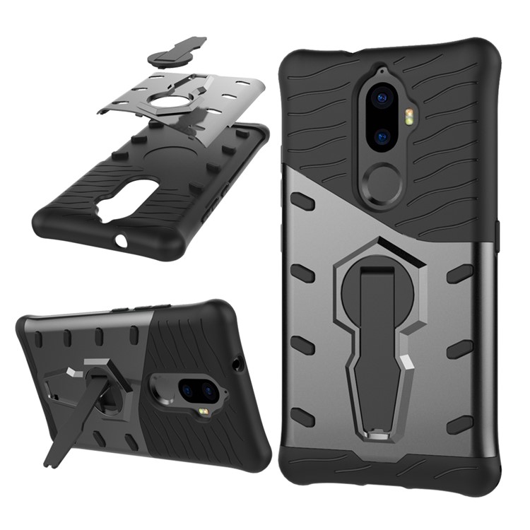 Armor Kickstand PC + TPU Hybrid Phone Case for Lenovo K8 Plus - Black-1