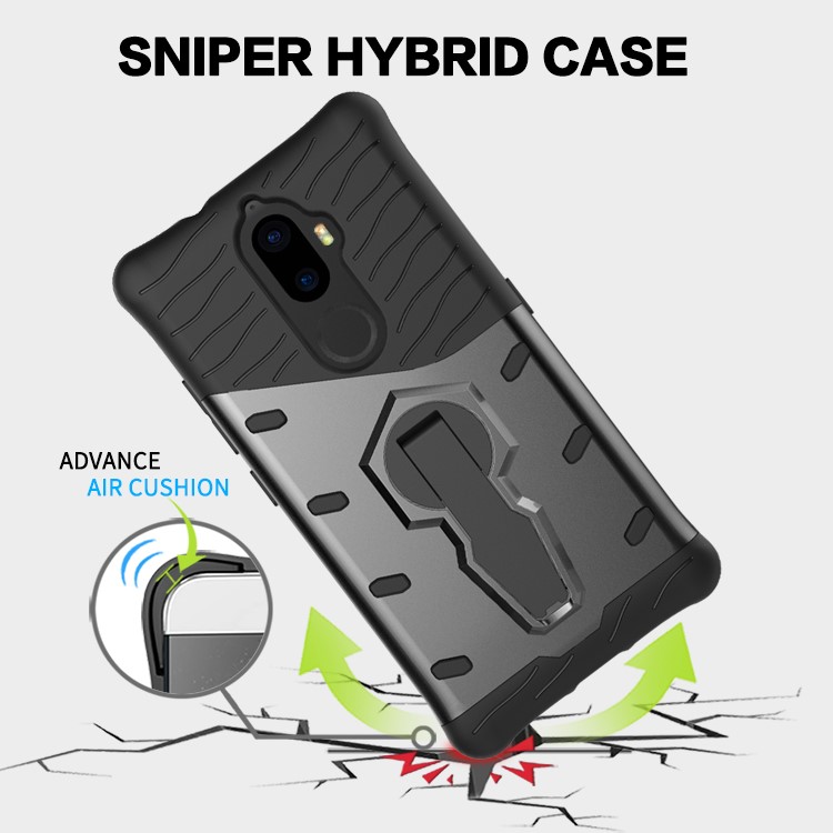 Armor Kickstand PC + TPU Hybrid Phone Case for Lenovo K8 Plus - Black-13