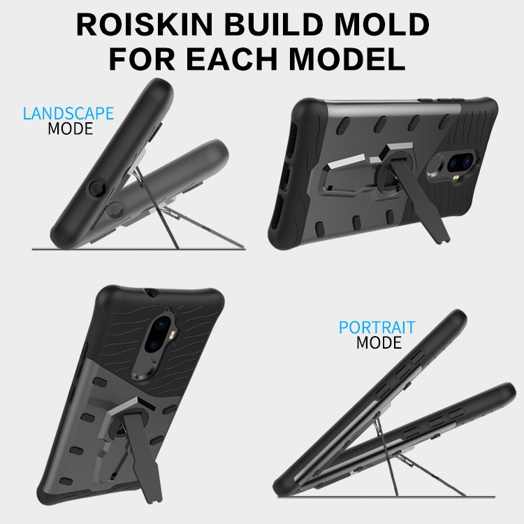Armor Kickstand PC + TPU Hybrid Phone Case for Lenovo K8 Plus - Black-14