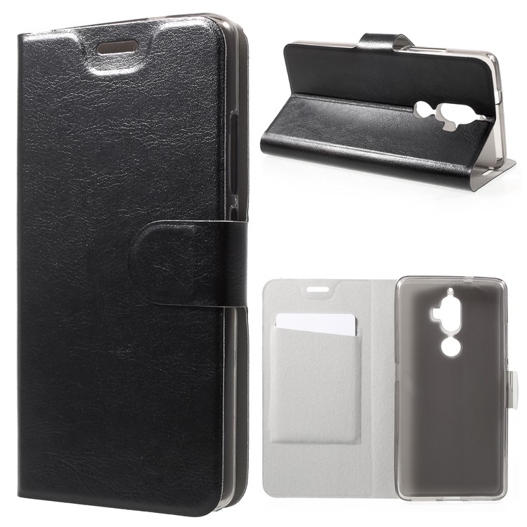 Crazy Horse PU Leather Wallet Cell Phone Case for Lenovo K8 Plus - Black-1