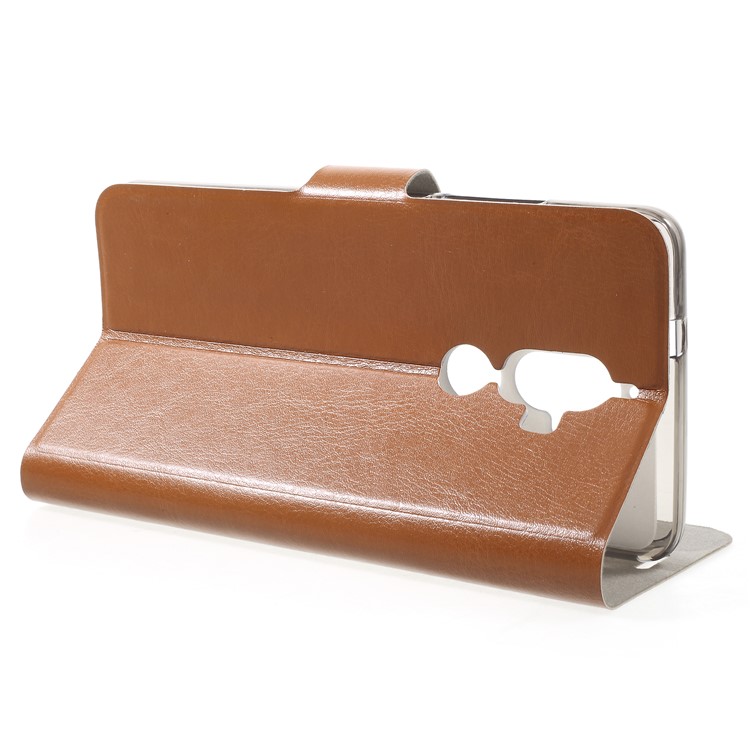 Crazy Horse PU Leather Wallet Mobile Phone Case for Lenovo K8 Plus - Brown-4