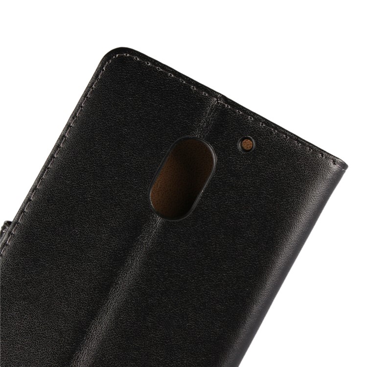 For Motorola Moto E3 Genuine Split Leather Wallet Case with Stand - Black-10